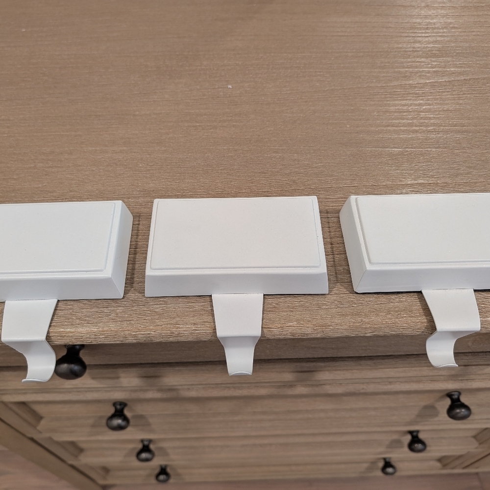 Set Of 3 Pottery Barn Stocking Holders in White